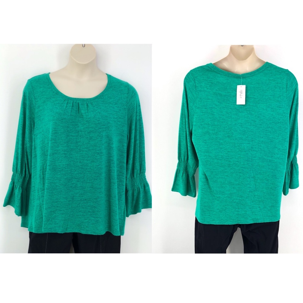 Style & Co Peacock Green Boho Retreat Top/tunic 2X